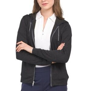 New Peter Millar Women's Black Maven Performance Full-Zip Hoodie